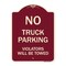 Signmission Parking Restriction No Truck Parking Violators Towed Heavy-Gauge Alum Sign, 24" x 18", BU-1824-23370 A-DES-BU-1824-23370 - alternate 1